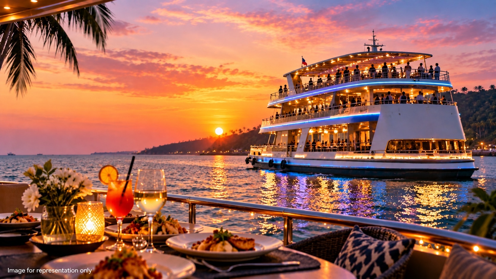 Triple-Deck Dinner Cruise on Mandovi River with Transfers